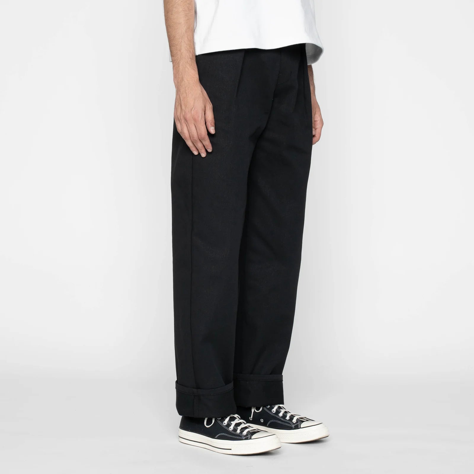 Pleated Trouser - 10oz Selvedge Slacks - Black