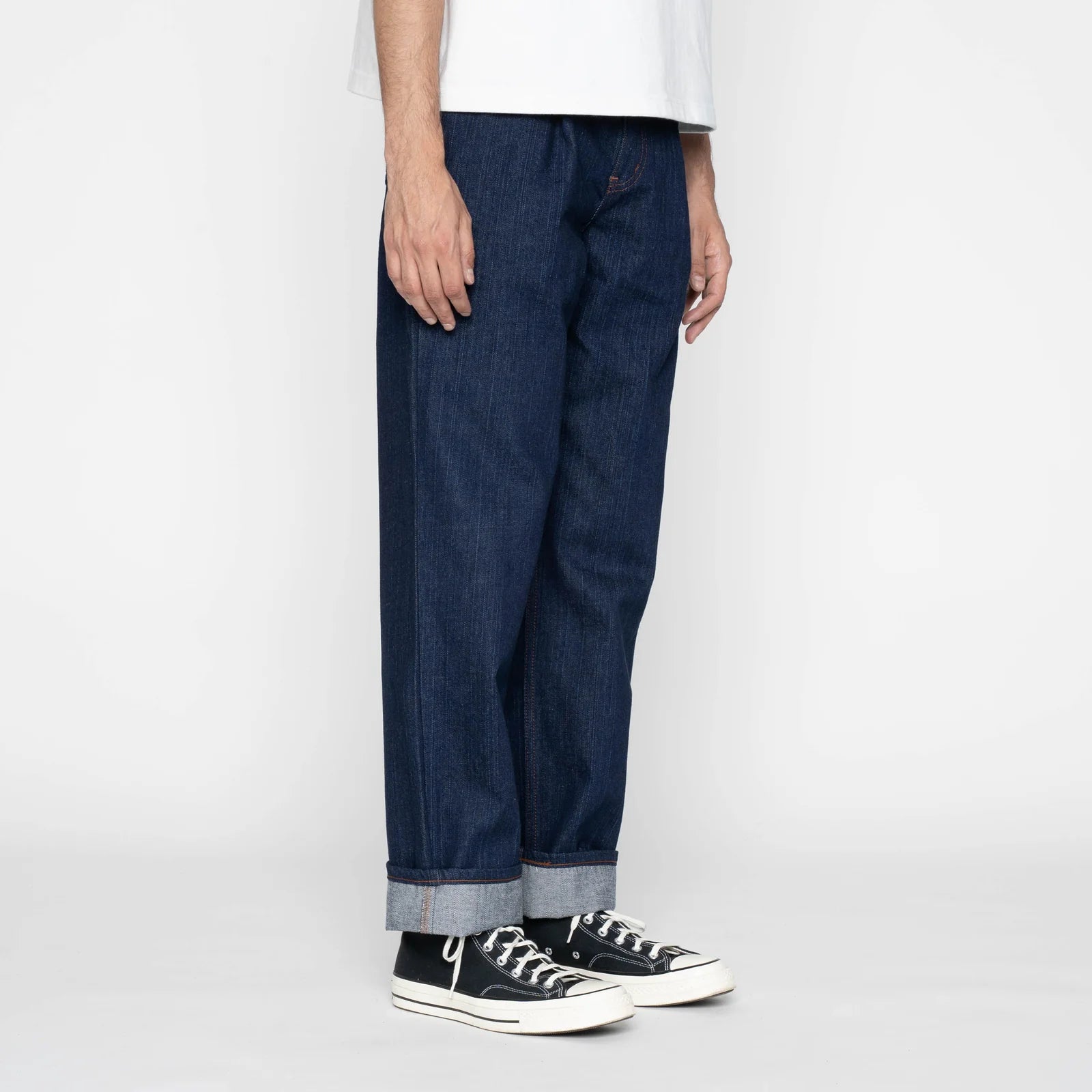 Pleated Trouser - Vertical Slub Denim - Indigo