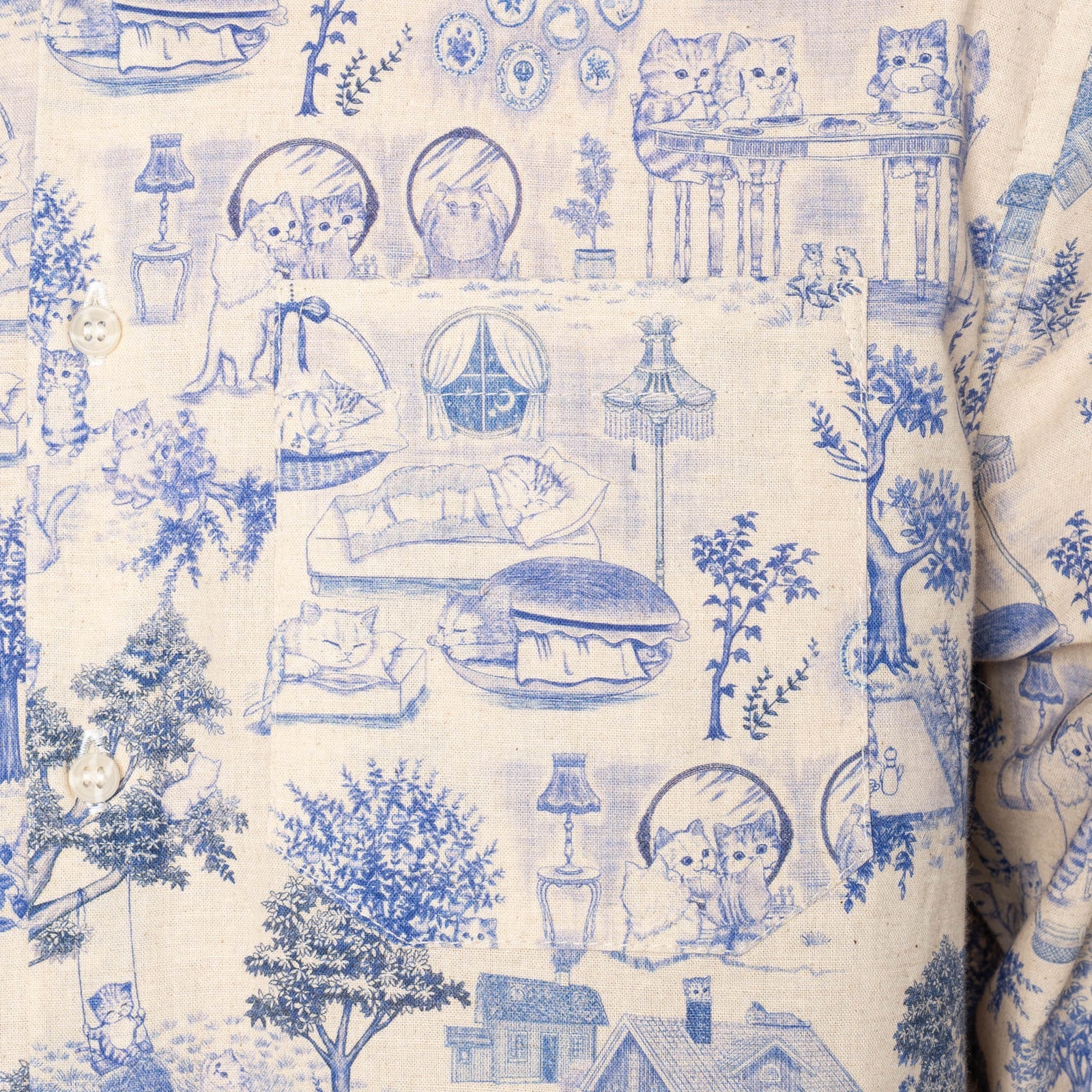 True Shirt - Linen Cats - Blue