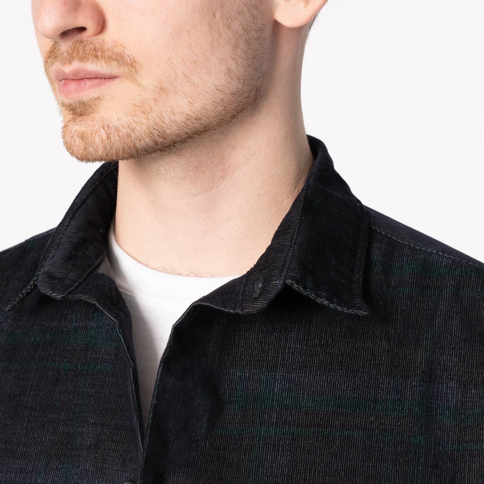 True Shirt - Corduroy Shirting - NAVY/GREEN