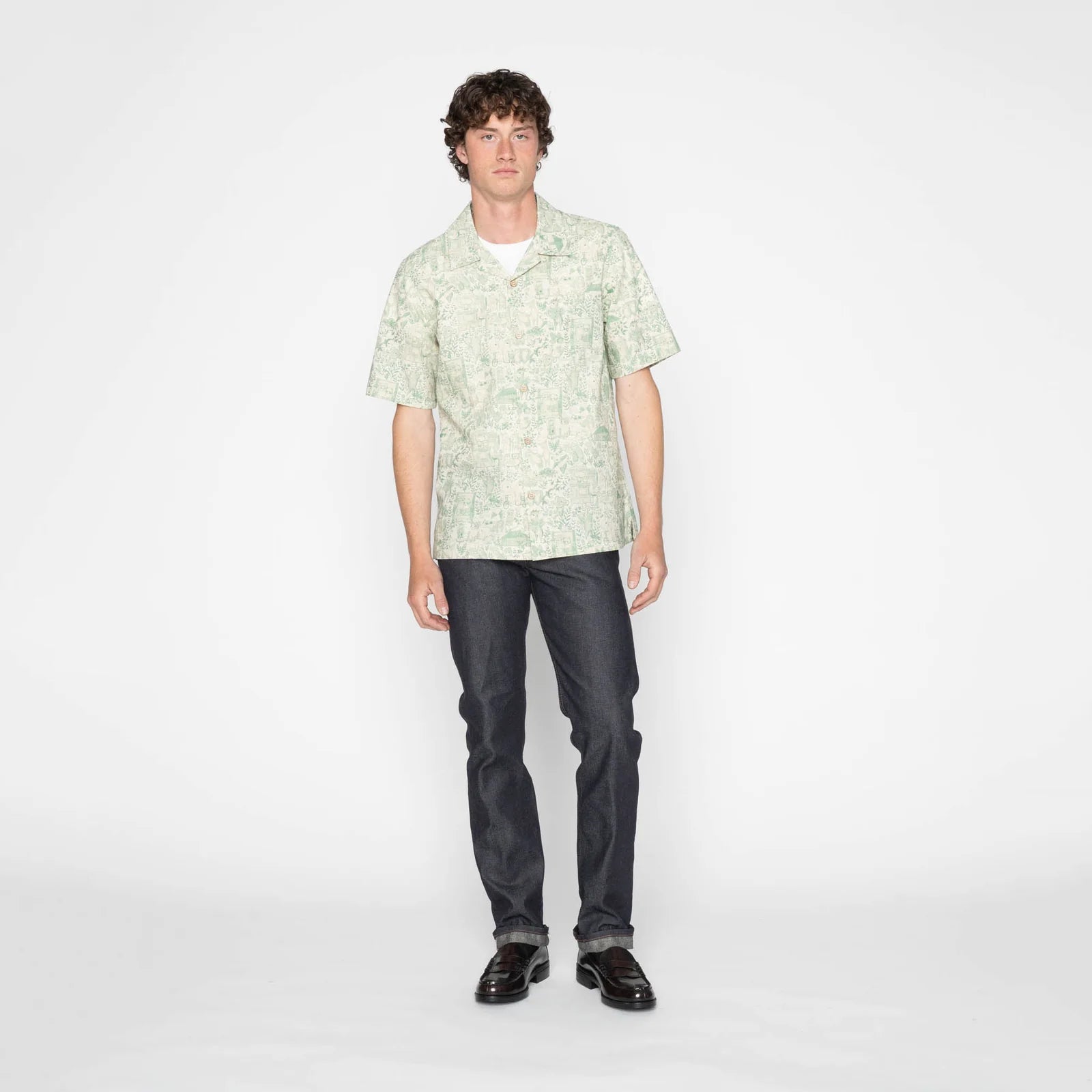 Aloha Shirt - Linen Animals - Green