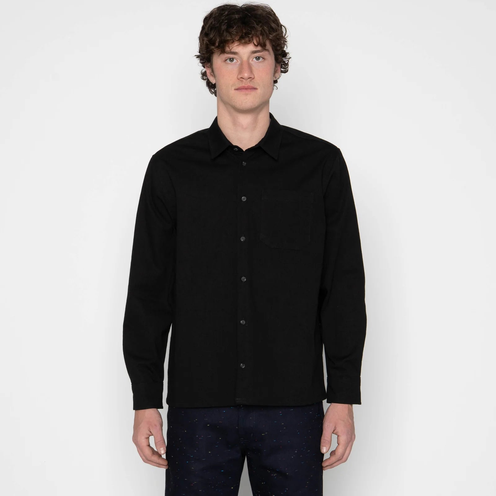 True Shirt - Black Herringbone Denim