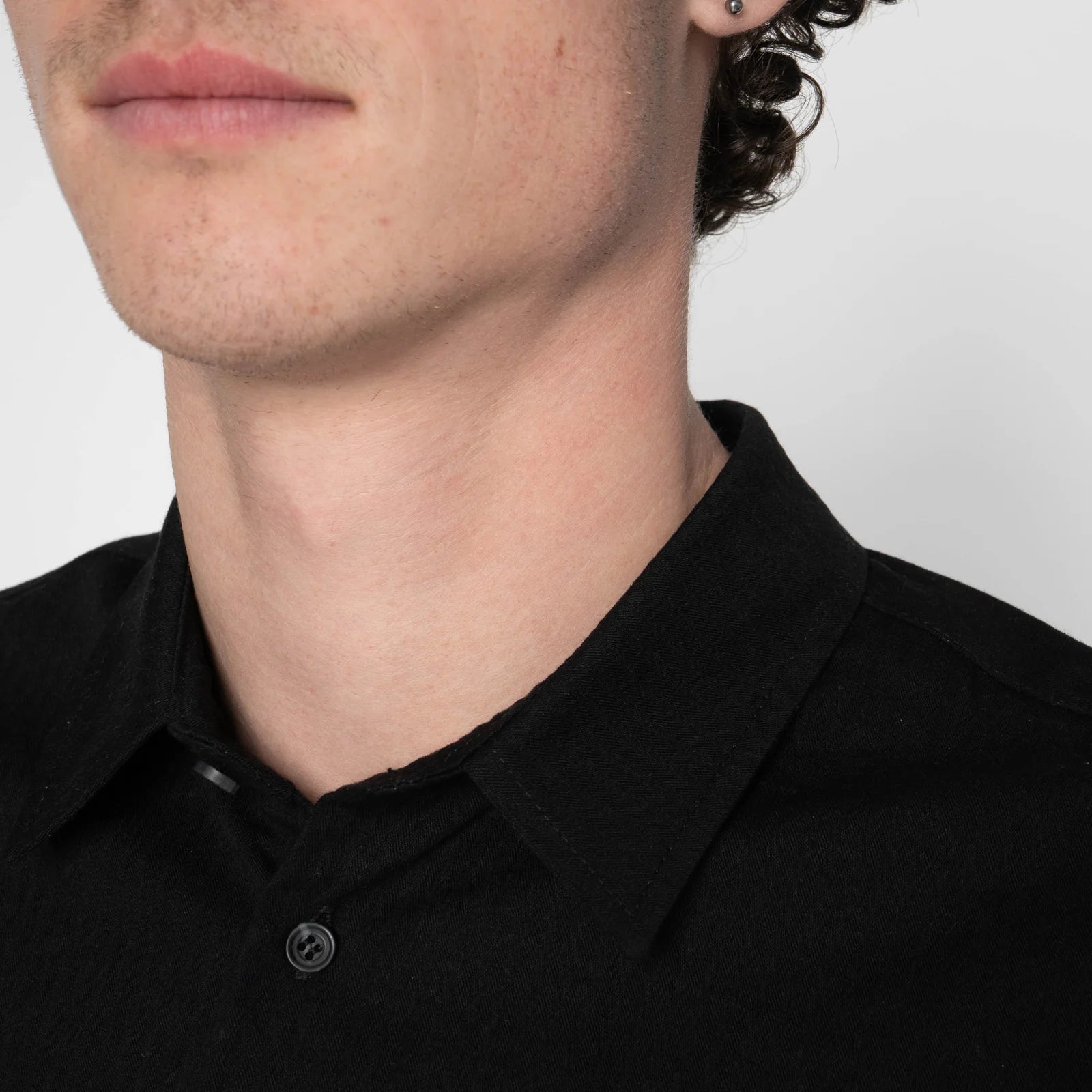 True Shirt - Black Herringbone Denim