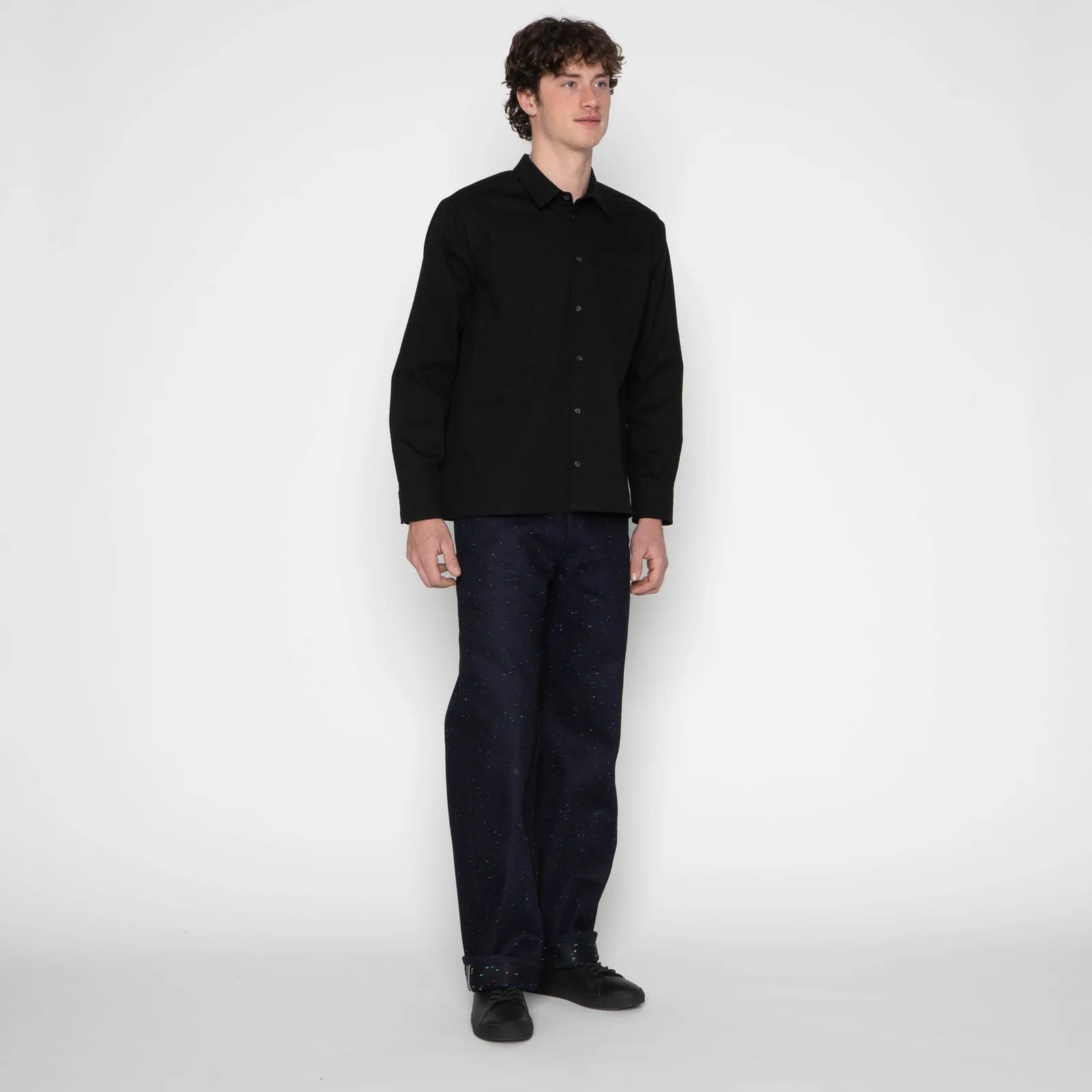 True Shirt - Black Herringbone Denim
