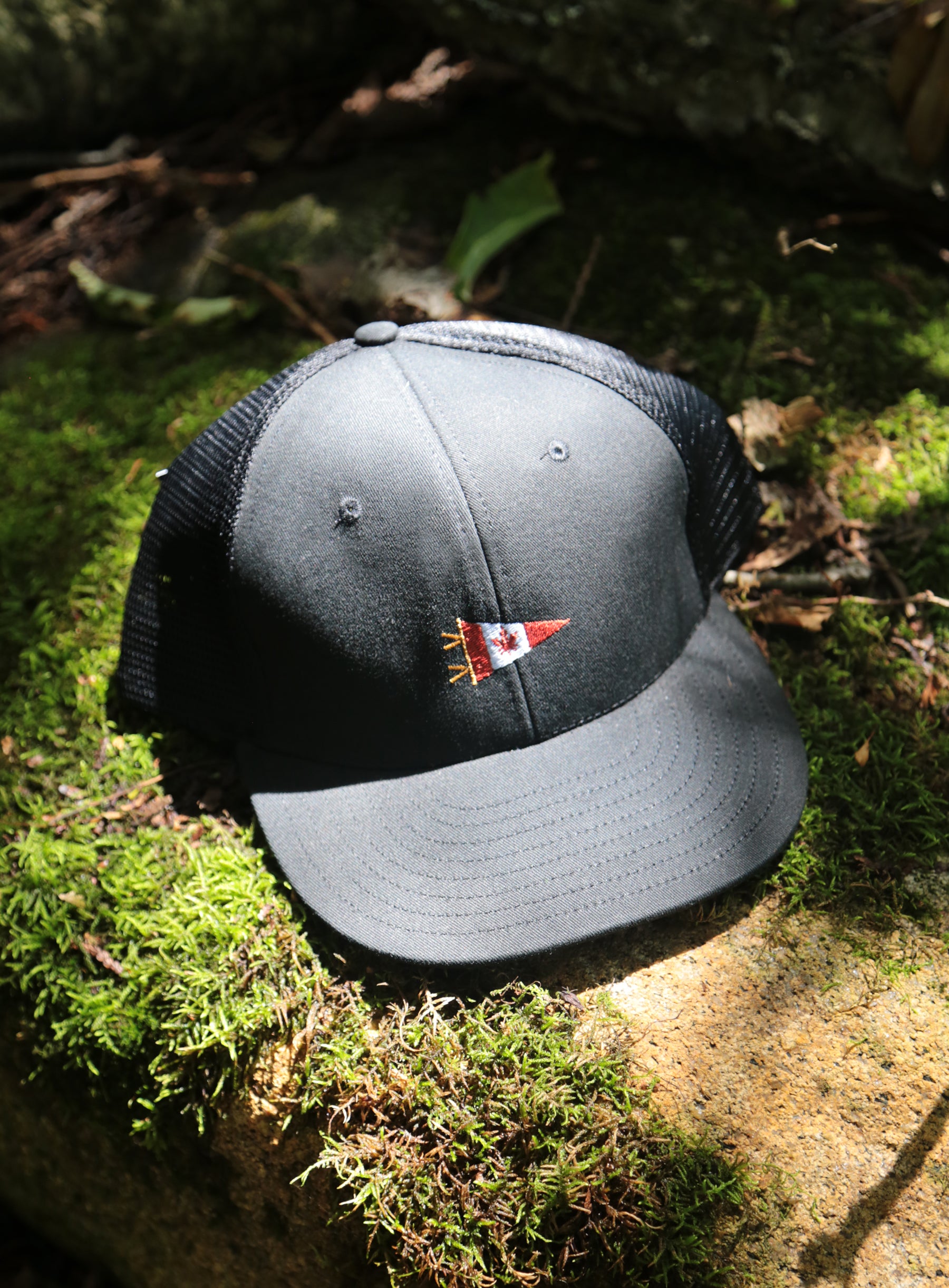 Trucker Hat - Black - Canada Pennant Embroidery