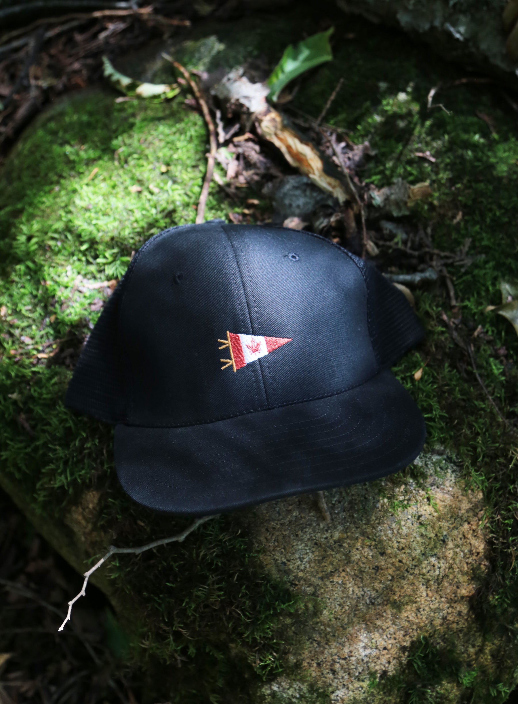Trucker Hat - Black - Canada Pennant Embroidery