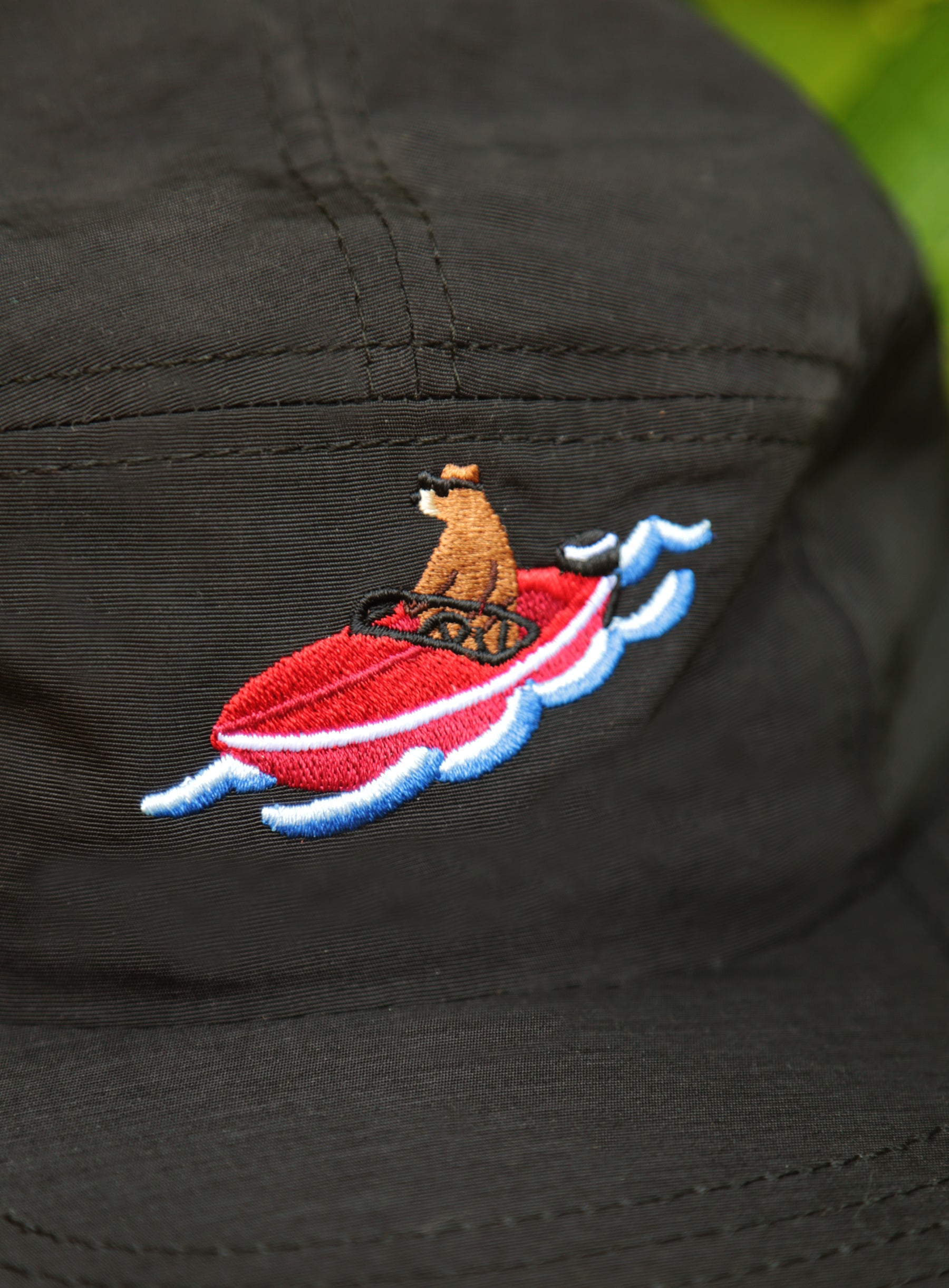 Trail Hat - Black Nylon - Boat Bear Embroidery