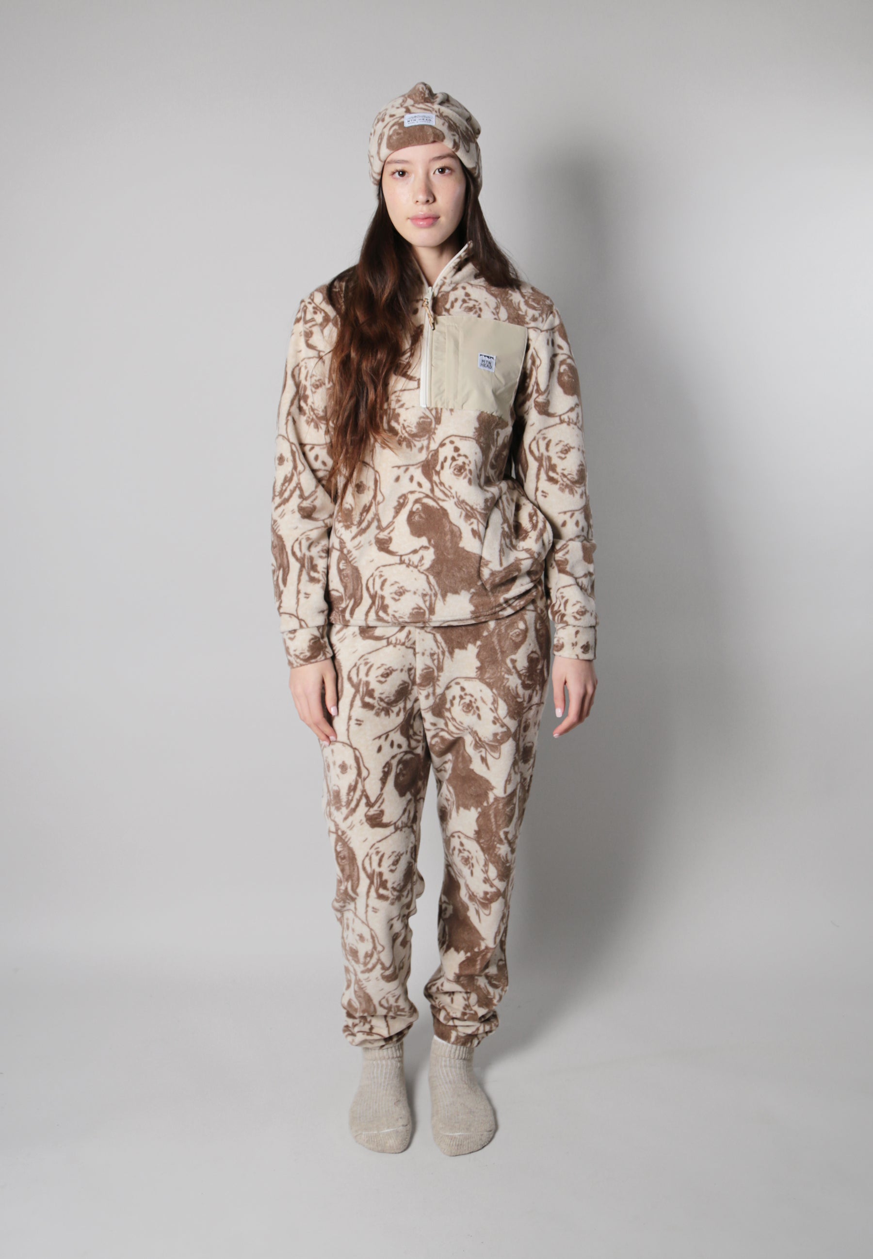 Alpine 1/4 Zip  - Polar Fleece - Khaki Dog Camo