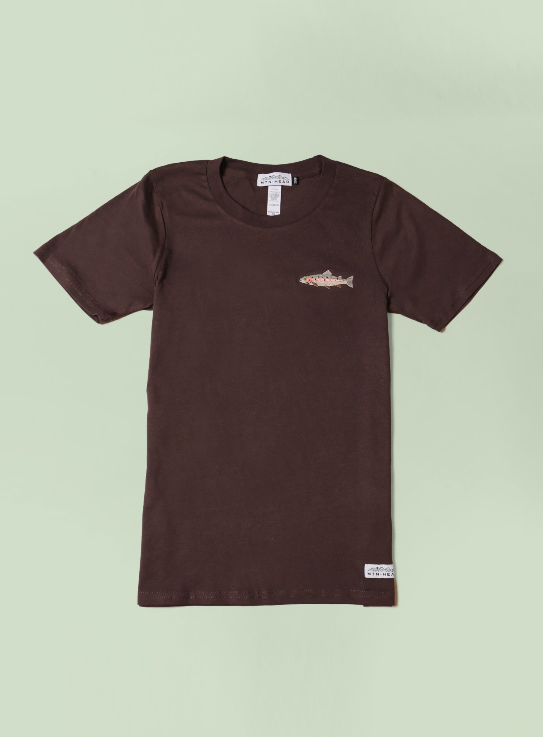 Classic Tee - Brown - Rainbow Trout Embroidery