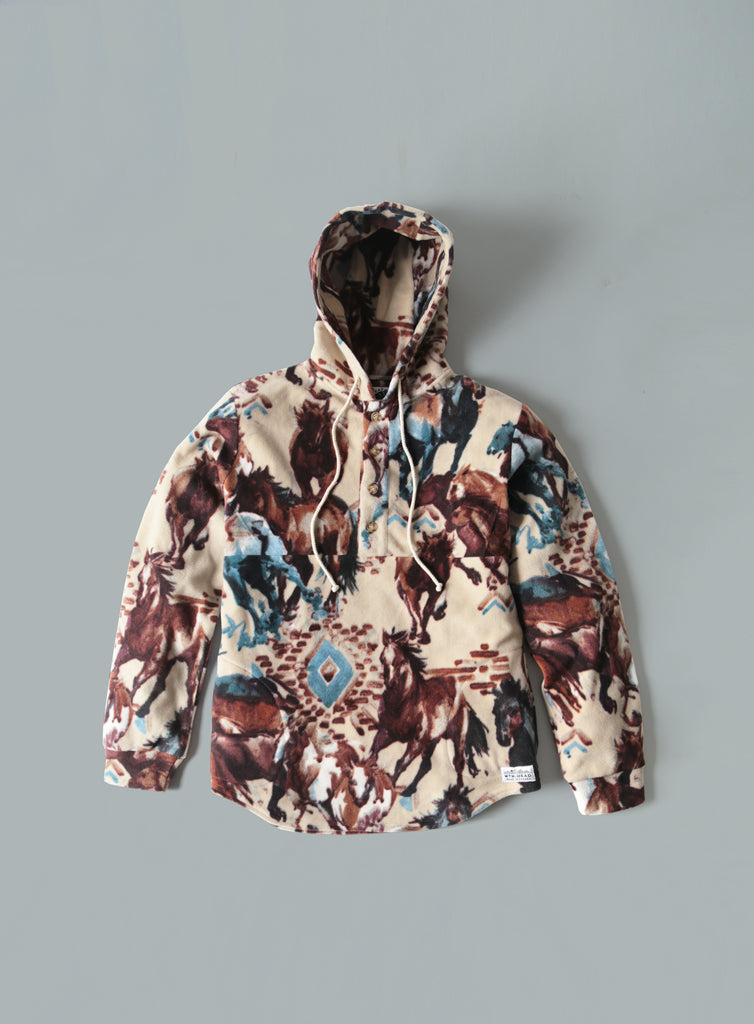 Camping Hoodie - Polar Fleece - Khaki Wild Horses – MTN.HEAD