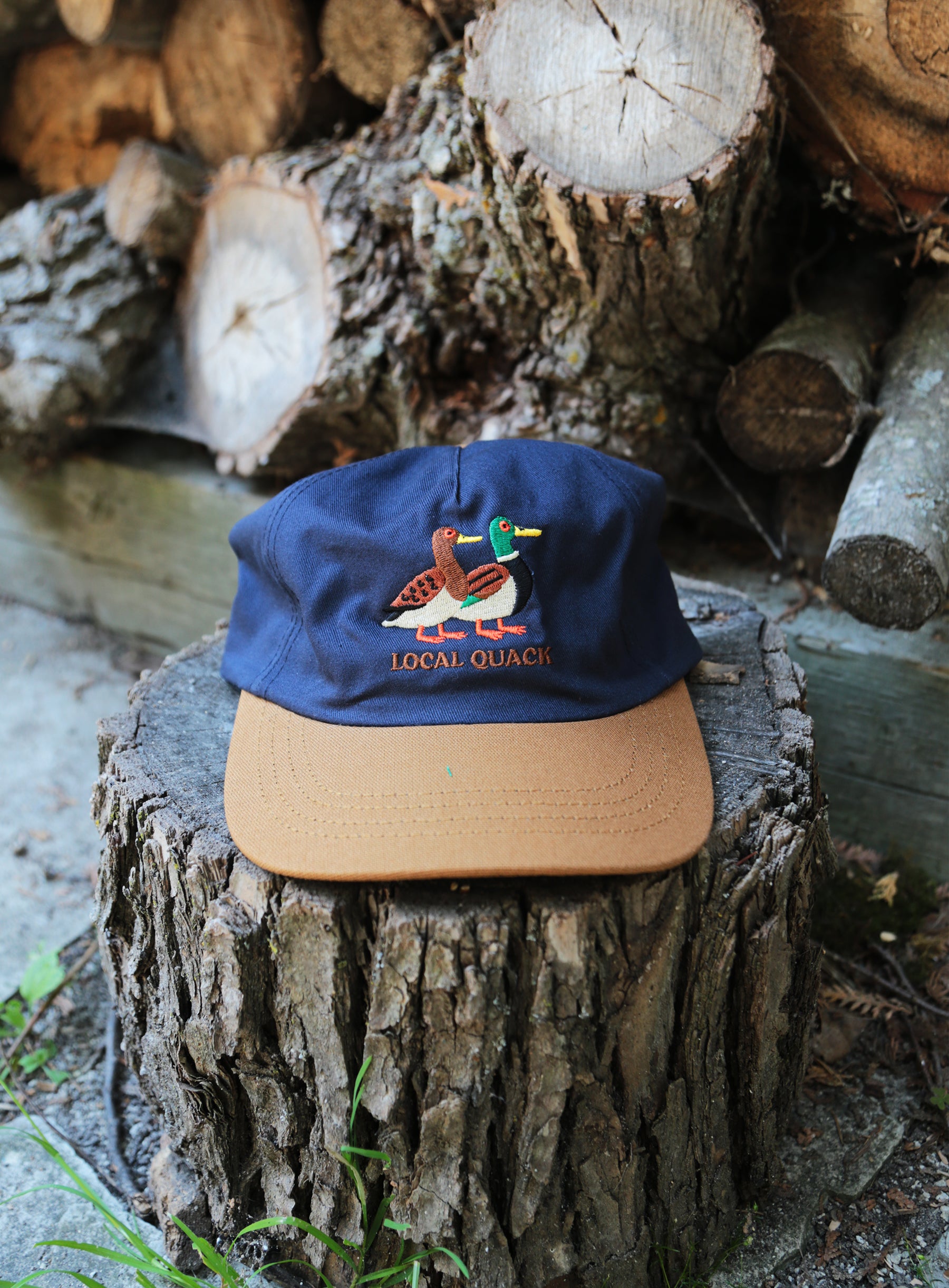 6 Panel - Navy/Rust - Local Quack Embroidery