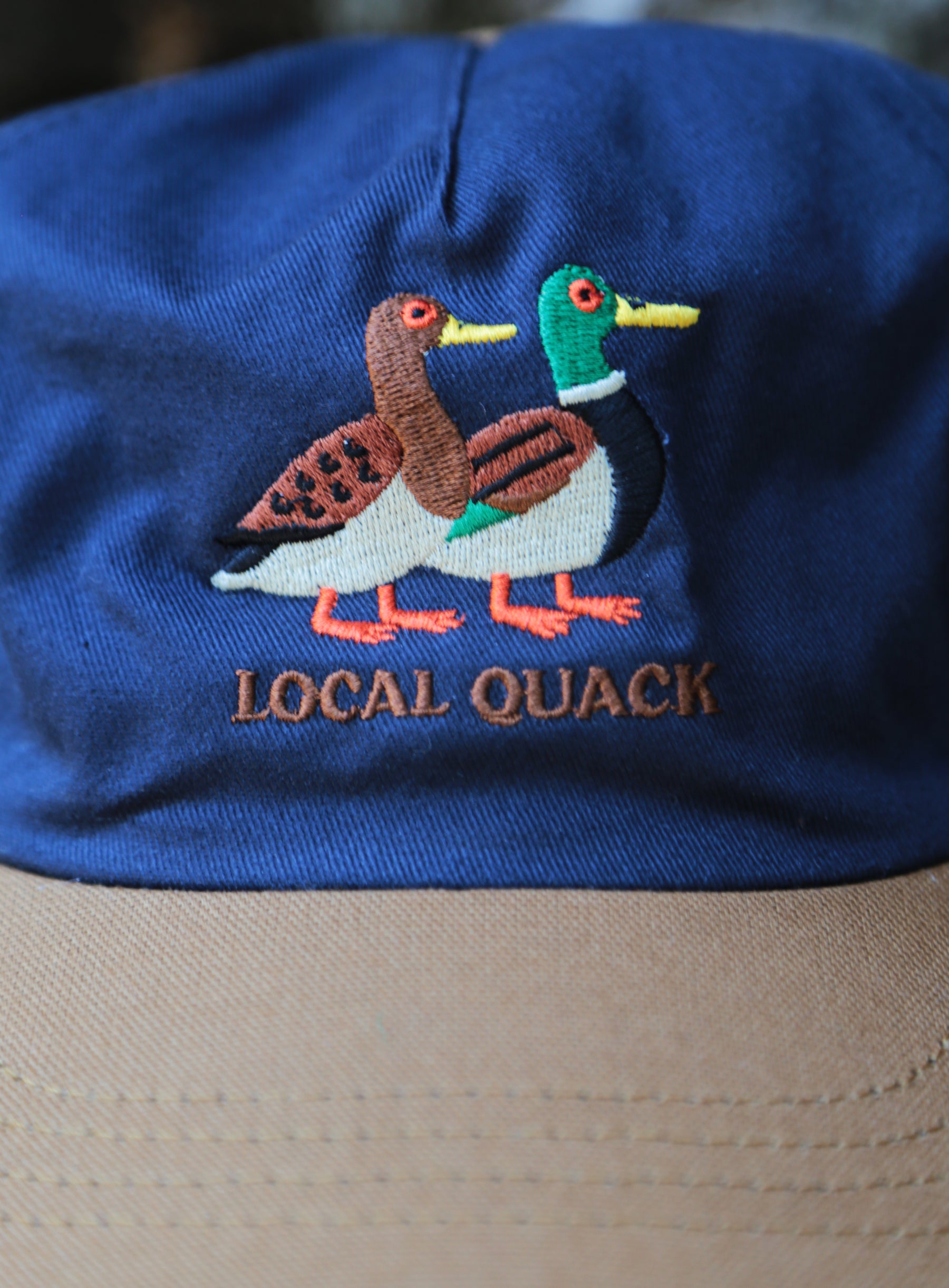 6 Panel - Navy/Rust - Local Quack Embroidery