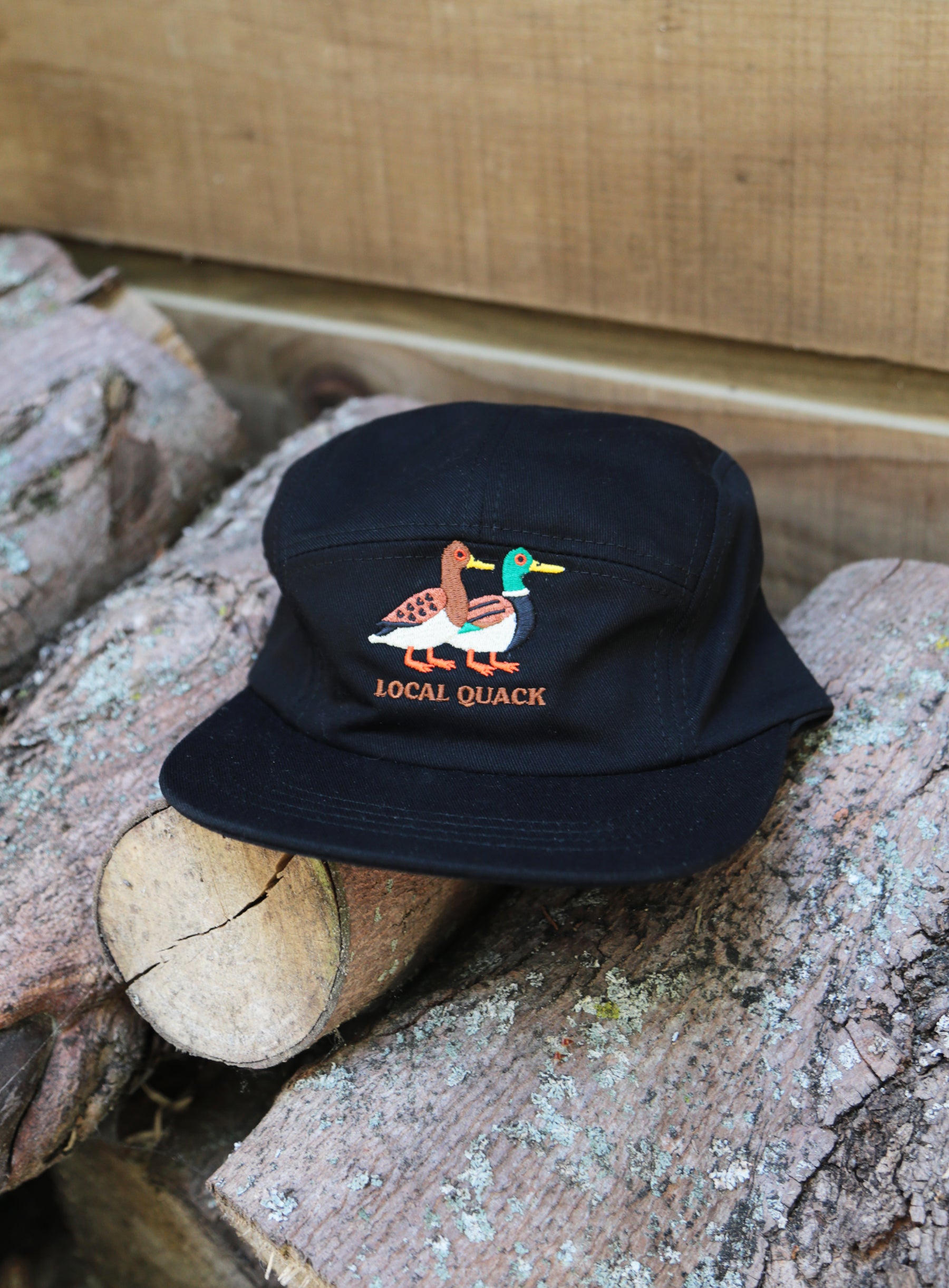 5 Panel - Black - Local Quack Embroidery