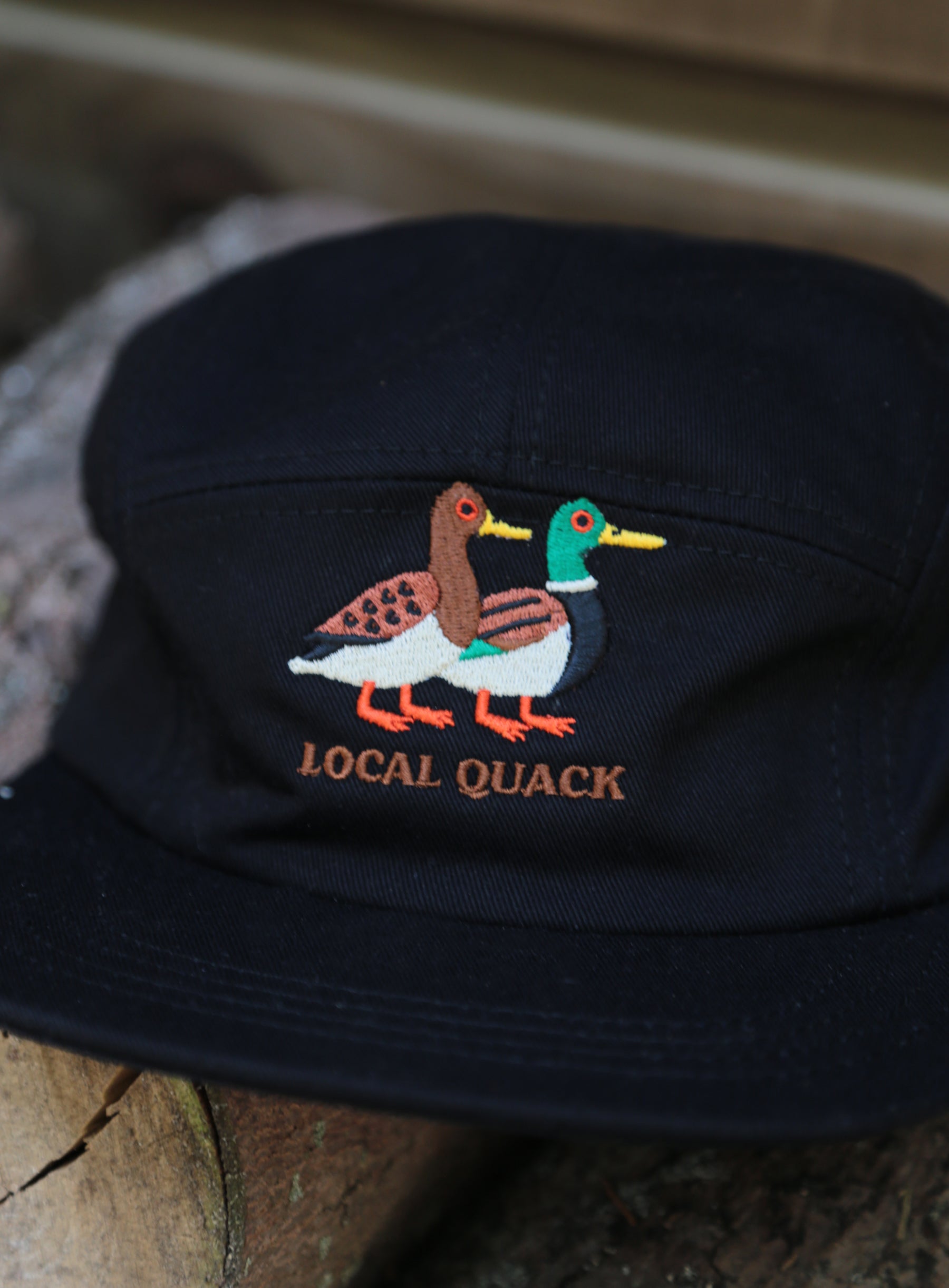 5 Panel - Black - Local Quack Embroidery