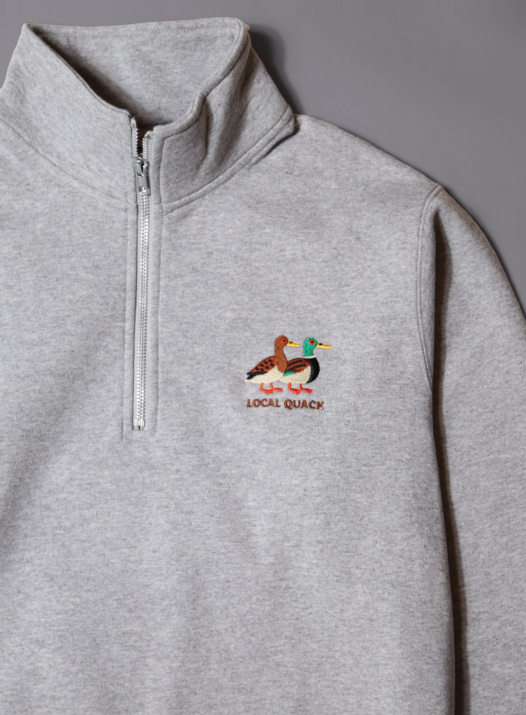 Cabin 1/4 Zip - Heather Grey - Local Quack Embroidery