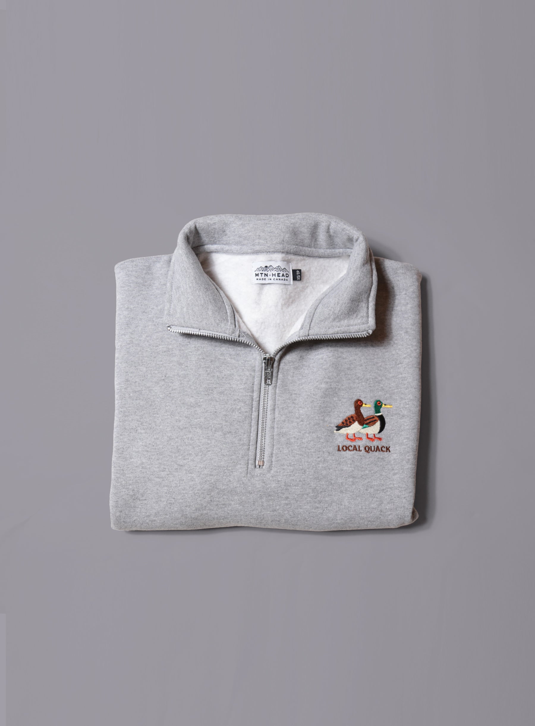 Cabin 1/4 Zip - Heather Grey - Local Quack Embroidery