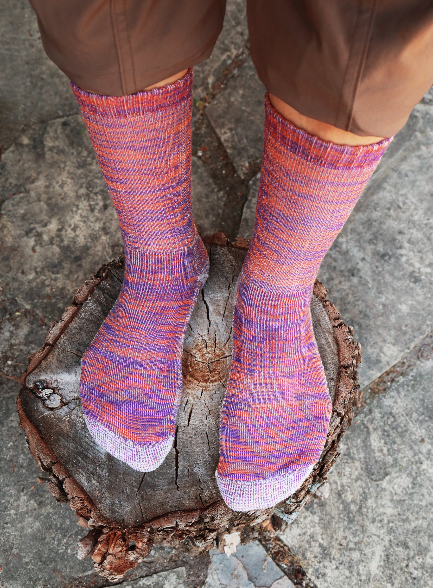 Merino Mountain Hiking Socks - Orange/Purple