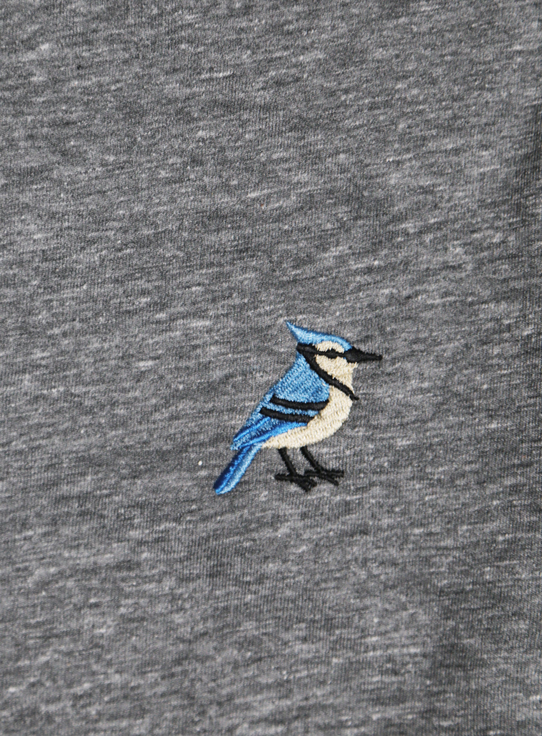 Ringer Tee - Heather Grey - Blue Jay Embroidery