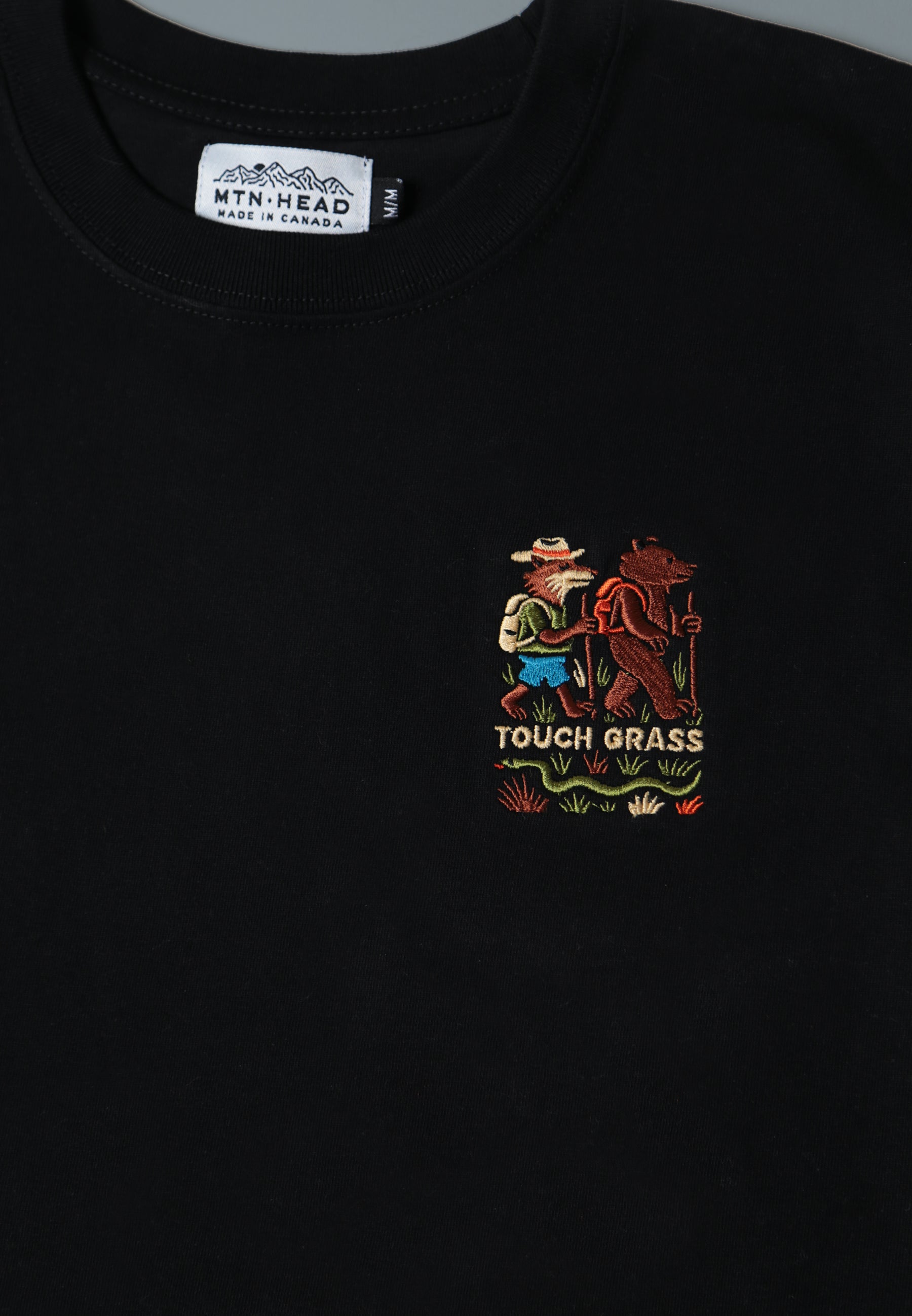 Heavy Weight Tee - Black - Touch Grass Embroidery