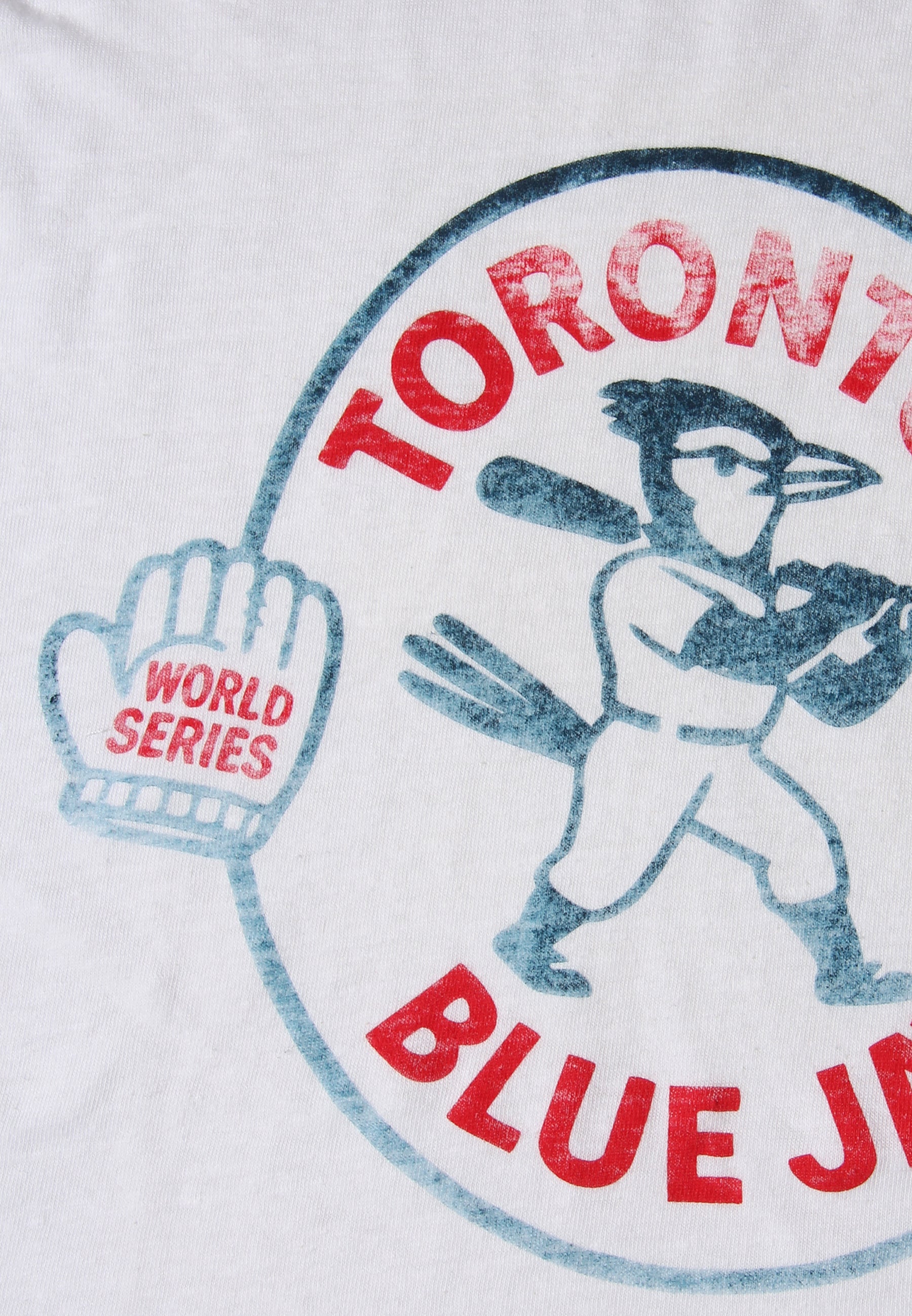 Ringer Tee - White - Blue Jays World Series Vintage Print