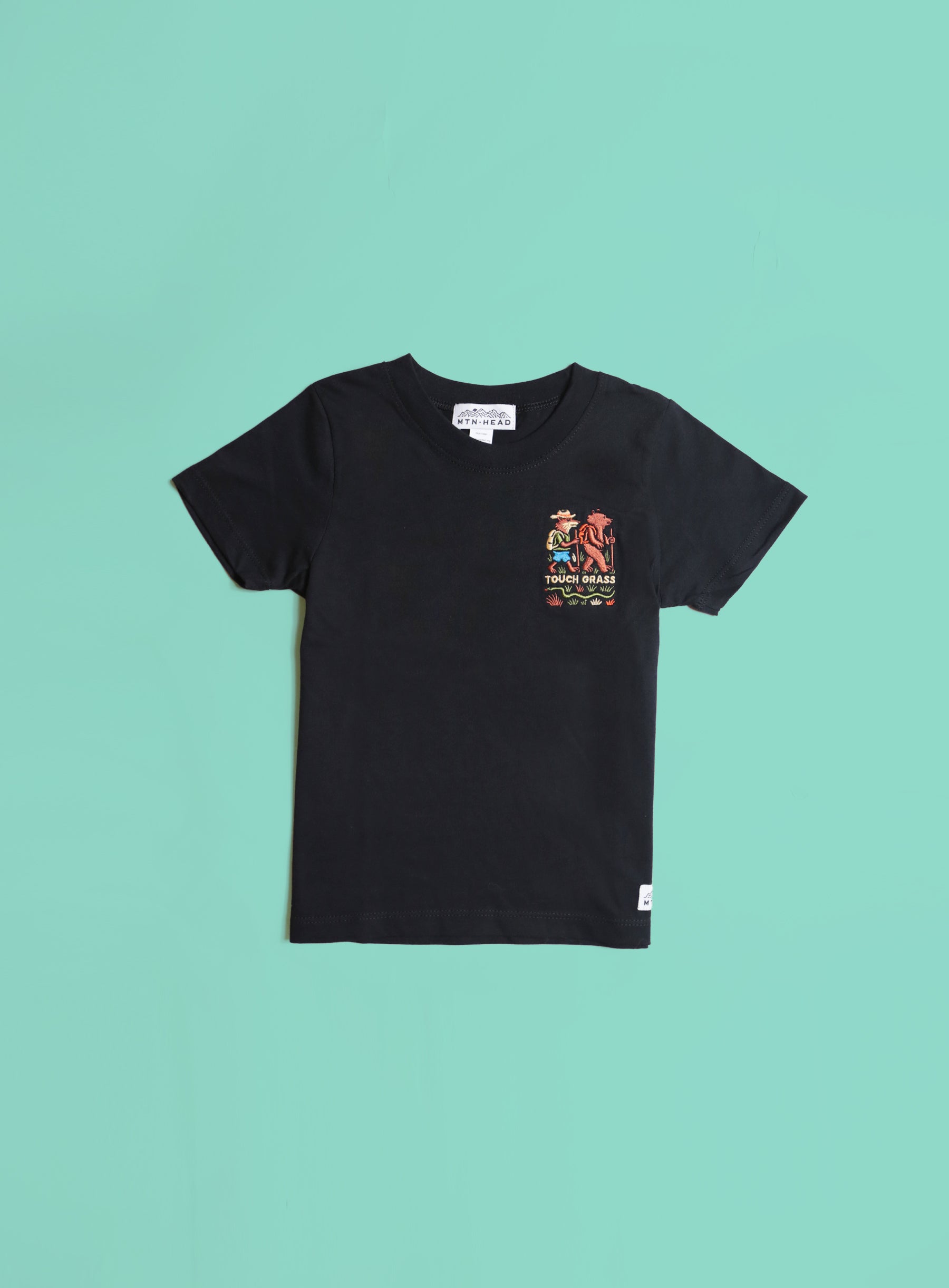 Baby/Kids Tee - Black - Touch Grass Embroidery