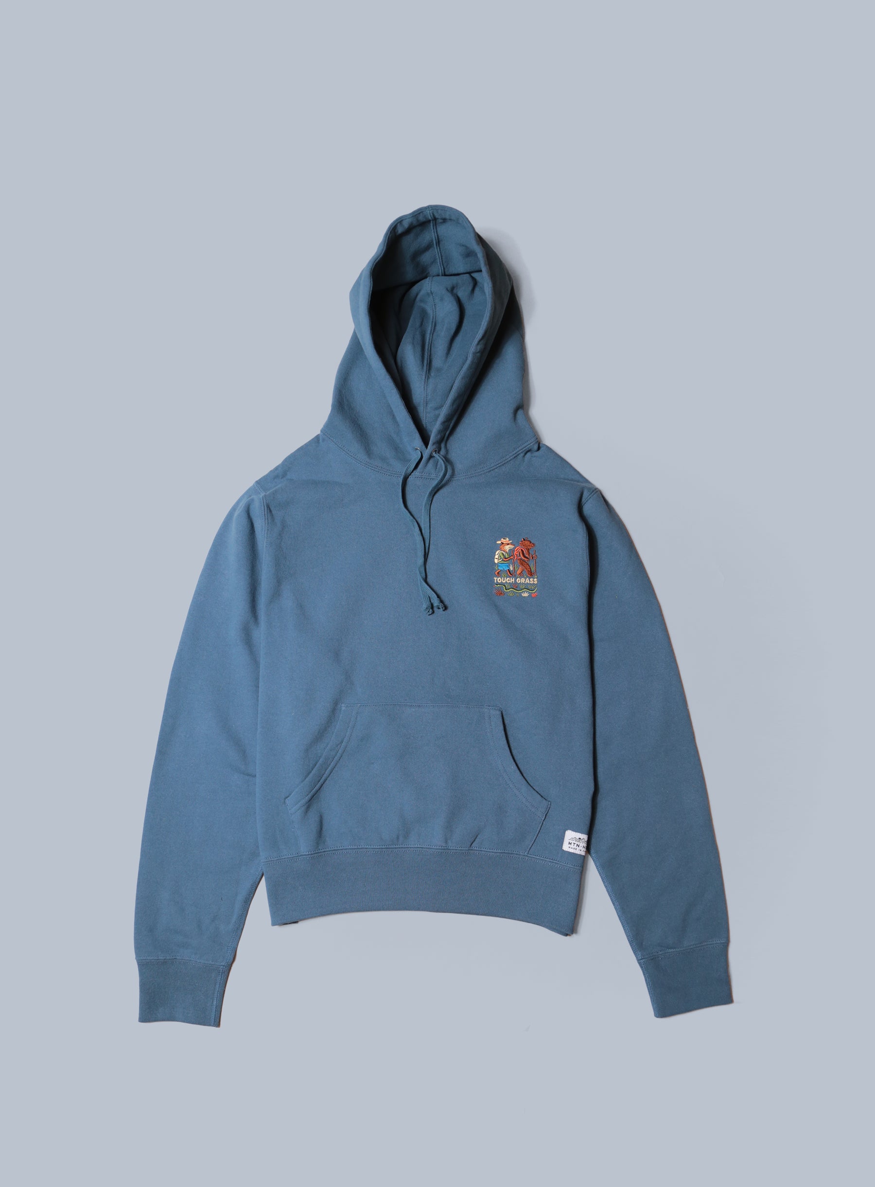 Pullover Cabin Hoodie - Ocean Blue - Touch Grass Embroidery