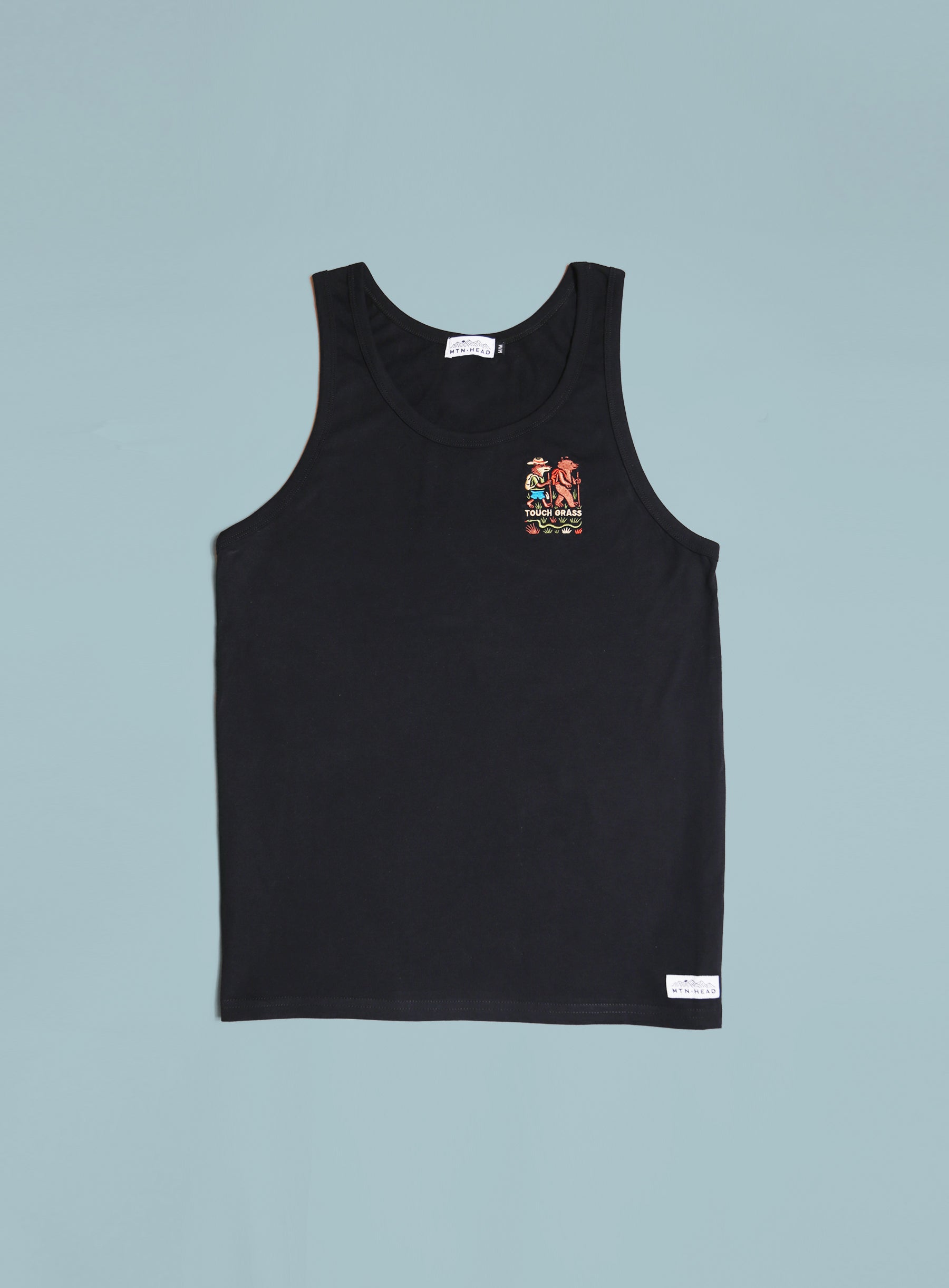 Tank Top - Black - Touch Grass Embroidery