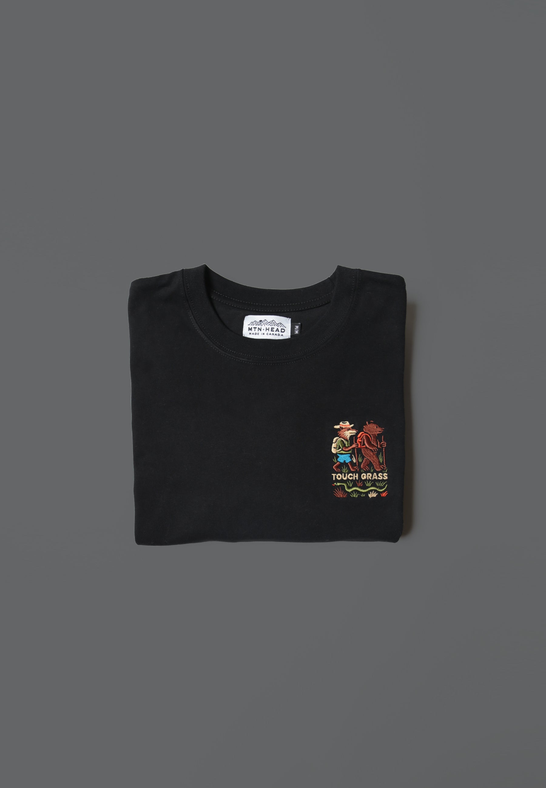 Heavy Weight Tee - Black - Touch Grass Embroidery