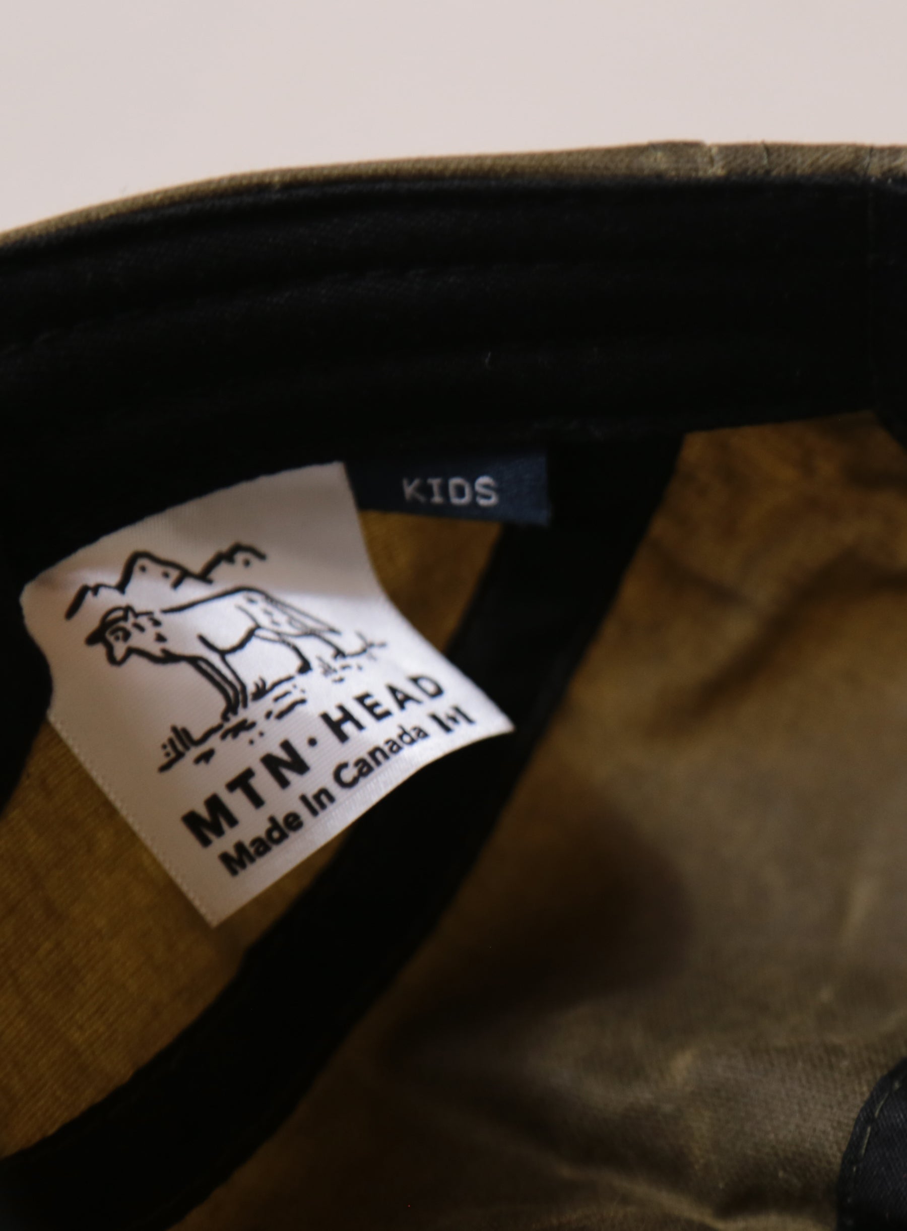 Kids 5 Panel - Army Waxed Cotton - Rainbow Trout Embroidery
