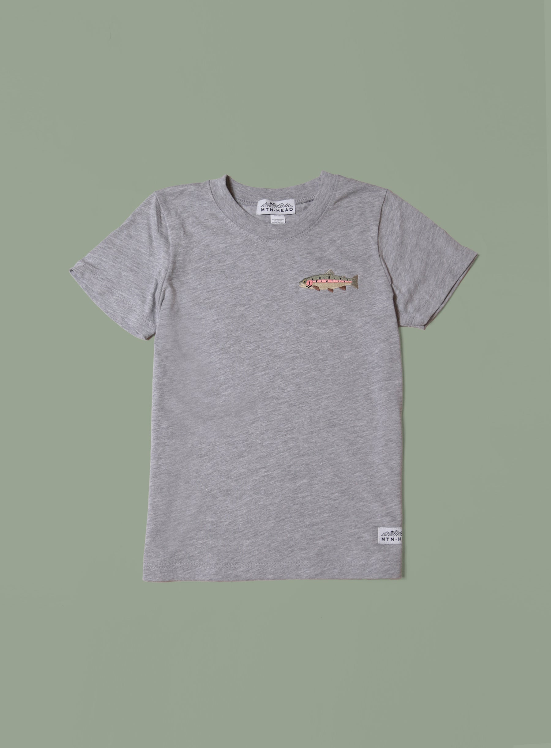 Baby/Kids Tee - Heather Grey - Rainbow Trout Embroidery