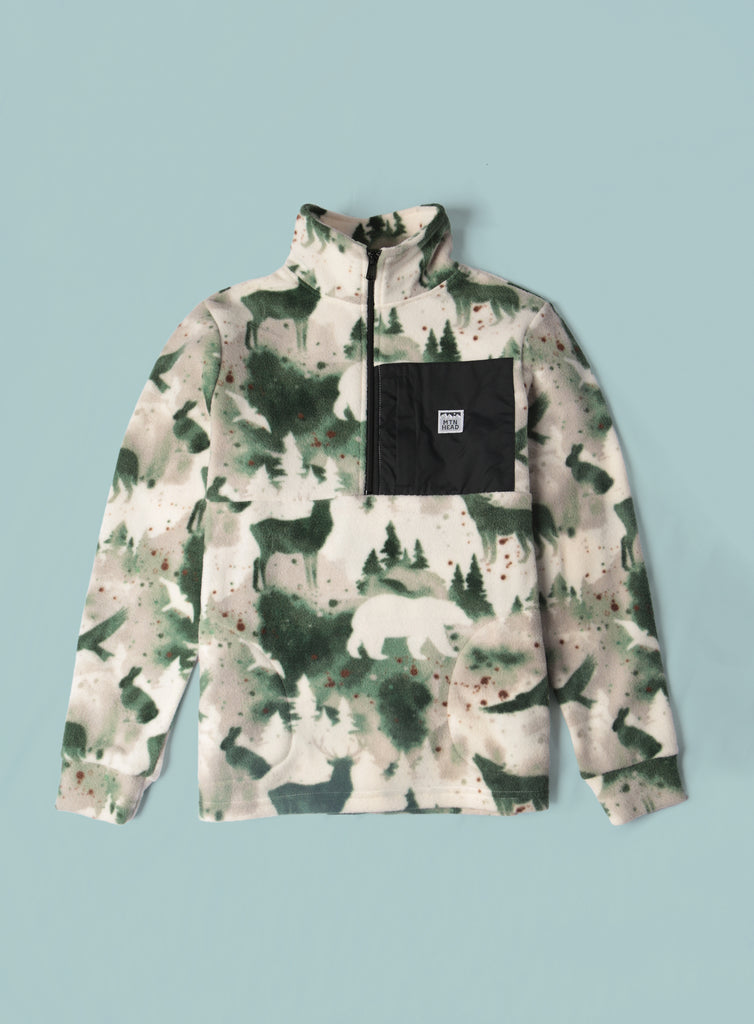 Alpine 1/4 Zip Polar Fleece Forest Wildlife Camo –