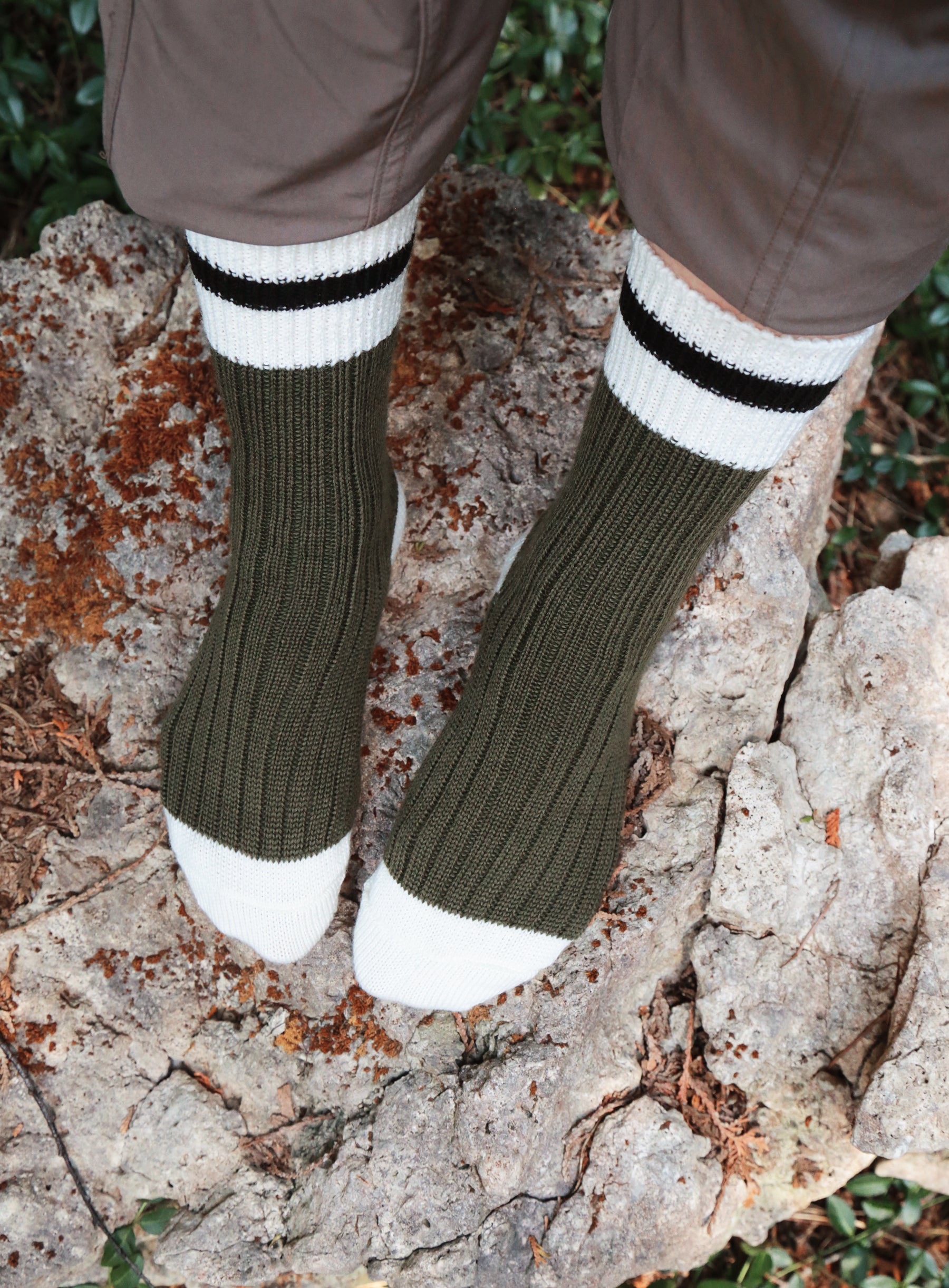 Mountain Socks - Olive Black Stripe