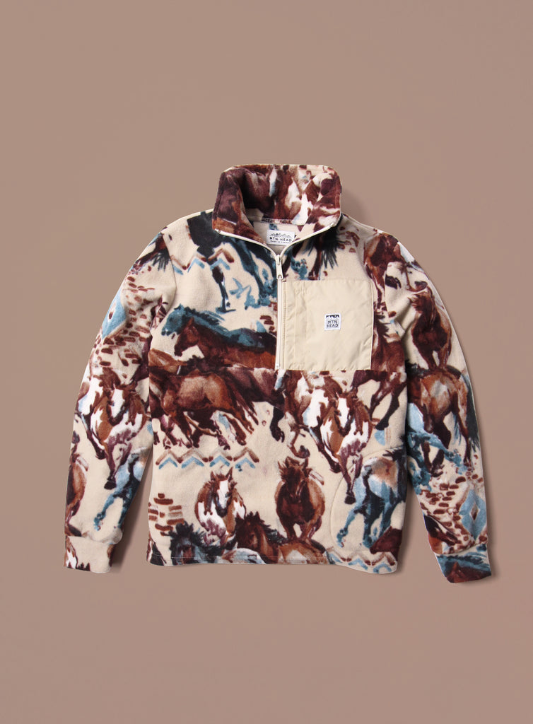Alpine 1/4 Zip - Polar Fleece - Khaki Wild Horses – MTN.HEAD